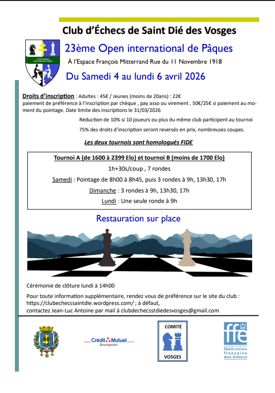 23ème Open International de Pâques Saint Dié des Vosges