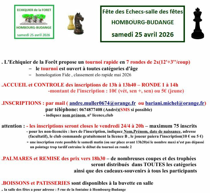 XXXIVème Fête des Echecs à Hombourg-Budange