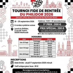 Tournoi FIDE de rentrée du Philidor